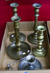 Box Old Brass Candlesticks
