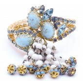 Hobe Blue Rhinestone Cuff Bracelet with