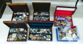 6 Boxes Old Costume Jewelry Parts