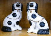 Pair Staffordshire Pottery Seated Dog