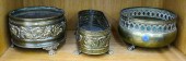 3pc Antique Brass Decorated Small Planters