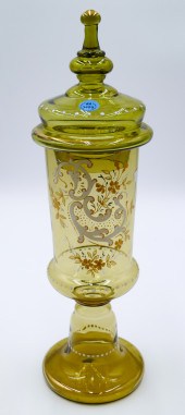 Antique Enameled Glass Covered Pokal