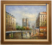 Vintage Parisian Landscape Oil on Canvas
