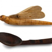 Yupik Painted Wood Spoon and Walrus
