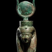 An Egyptian Bronze Bust of Hathor with