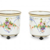 A Pair of French Porcelain Cache Pots