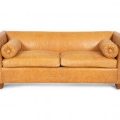 A Contemporary Leather Sofa with Two