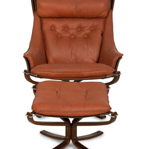 A Falcon Leather Armchair and Ottoman 3d02e6