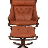 A Falcon Leather Armchair and Ottoman