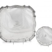 Two English Silver Footed Trays with