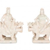 A Pair of Chinese Glazed Ceramic Figures