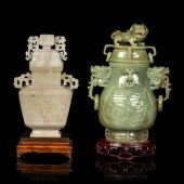 Two Chinese Nephrite Jade Vases and