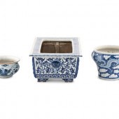 Three Chinese Blue and White Porcelain