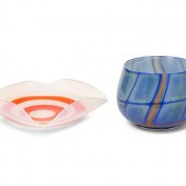 Two Contemporary Art Glass Bowls
comprising