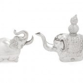Two Silver Elephant-Form Articles
20th