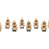A Set of Eight Beaded Pagoda Napkin