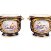 A Pair of Sèvres Style Porcelain Cache