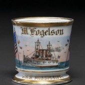 A Patriotic Porcelain Shaving Mug Depicting