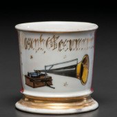 A Porcelain Shaving Mug Depicting a