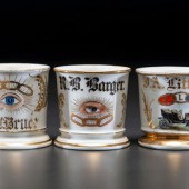 Three Oddfellows Porcelain Shaving Mugs
Late