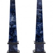 A Pair of Blue Quartz-Veneered Obelisks
20th