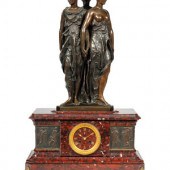 A French Bronze and Marble Figural Clock