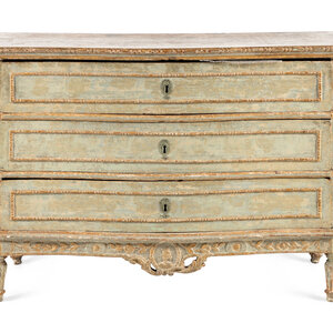 A Venetian Grey Painted and Parcel Gilt