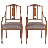 A Pair of Edwardian Mahogany and Marquetry