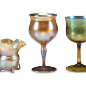 Three Iridescent Art Glass Articles
Early