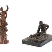 Two Patinated Bronze Figures, One by