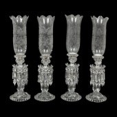 A Set of Four Baccarat Glass Hurricane