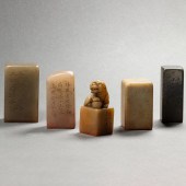 (LOT OF 5) CHINESE SOAPSTONE SEALS (lot