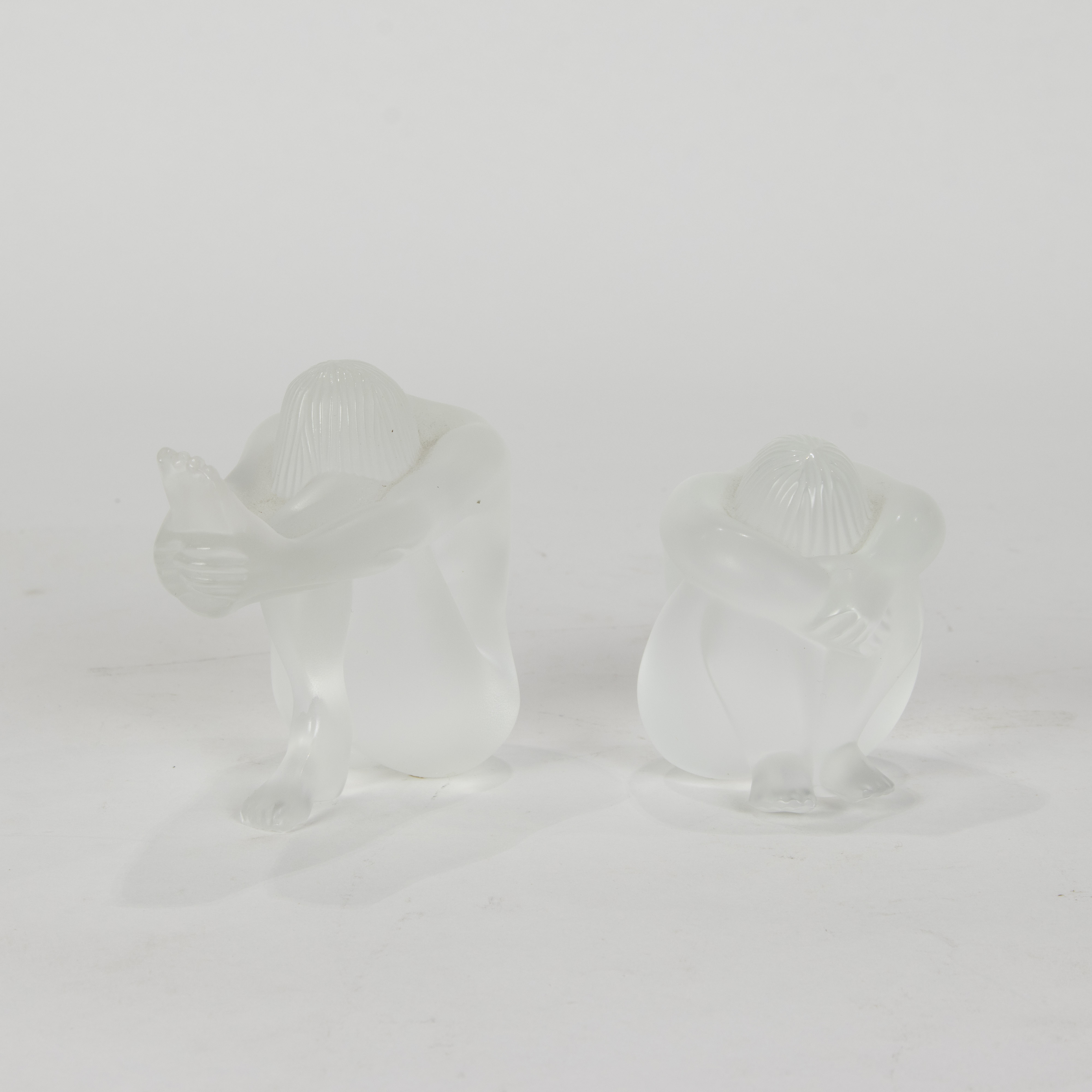 TWO LALIQUE GLASS FIGURES Two Lalique 3ce3b7