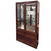 CHINESE TWO-PART HARDWOOD DISPLAY CABINET,