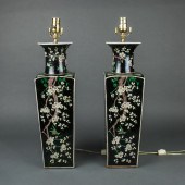 PAIR CHINESE FAMILLE NOIR SQUARE FORM