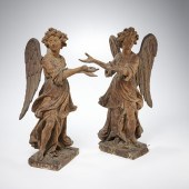 PAIR CONTINENTAL BAROQUE CARVED WOOD