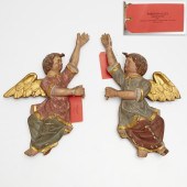 PAIR LARGE CONTINENTAL ANGEL WALL APPLIQUES