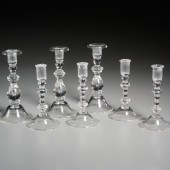 GROUP (7) STEUBEN GLASS CANDLESTICKS
