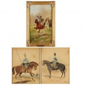 (3) MILITARY PORTRAIT PAINTINGS, 19TH