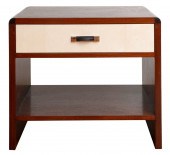 MCM STYLE WALNUT AND PARCHMENT NIGHTSTAND