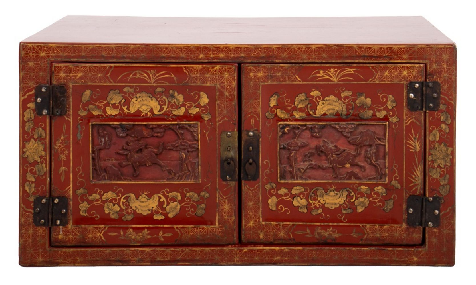 CHINESE PARCEL GILT RED LACQUER 3ce833