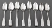 GROUP OF SILVER FIDDLE BACK TEA SPOONS,