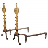 FEDERAL STYLE BRASS ANDIRONS, PAIR Pair