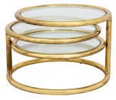 MODERNIST BRASS AND GLASS TABLE, 1970S