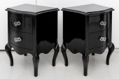 ROCOCO REVIVAL BLACK LACQUERED NIGHTSTANDS,