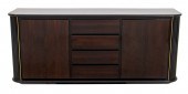 ITALIAN LACQUERED FAUX ROSEWOOD CREDENZA,
