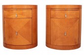 BAKER PARQUETRY MAPLE OVAL SIDE TABLES,