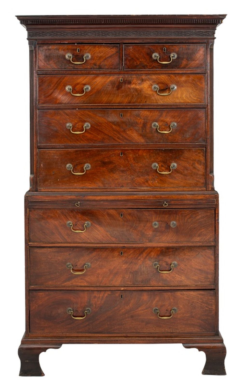 GEORGE III MAHOGANY CHEST ON CHEST  3cedf1