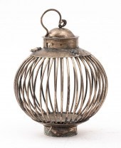 CHINESE EXPORT SILVER-TONE LANTERN WITH