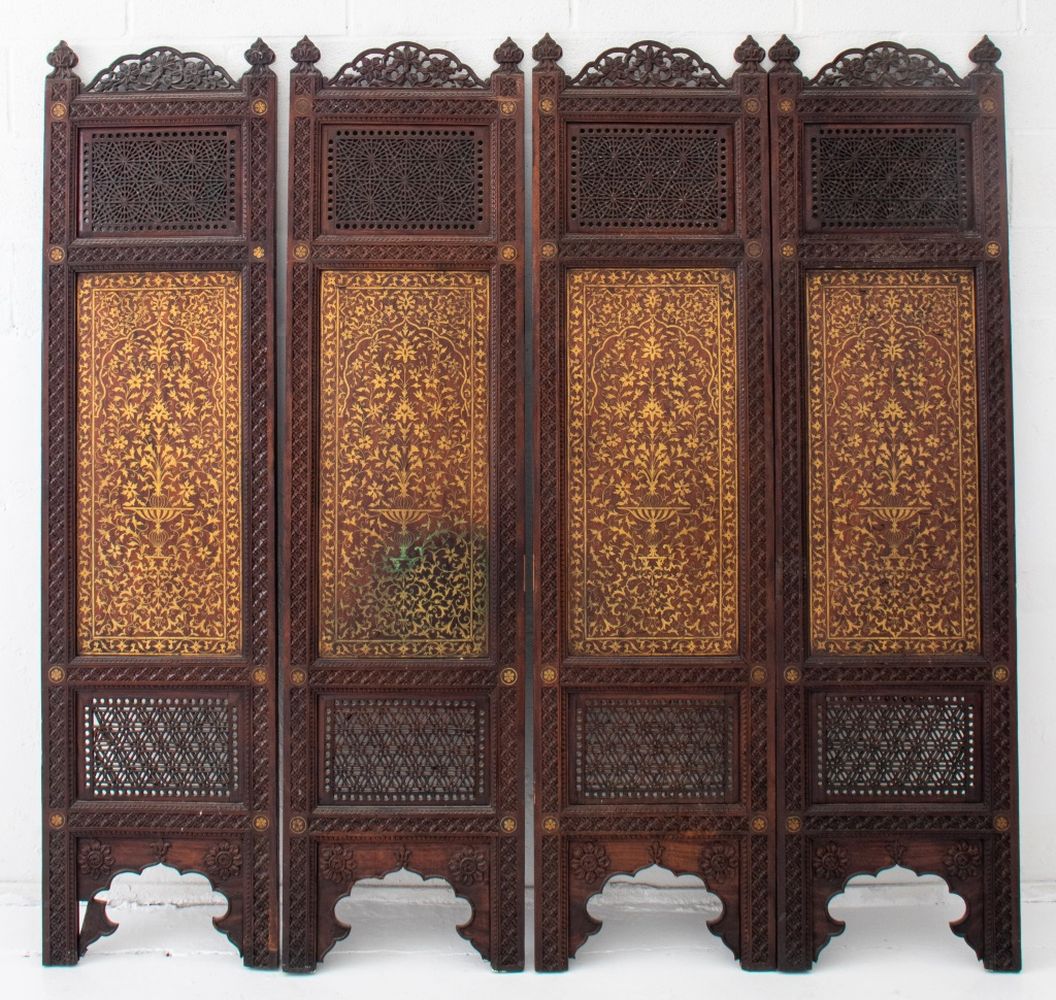 ANGLO INDIAN INLAID FOUR PANEL